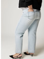 River Island Blue Curve Straight Fit 100% Cotton High Rise Relaxed Jeans - Image 2 of 6