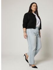 River Island Blue Curve Straight Fit 100% Cotton High Rise Relaxed Jeans - Image 3 of 6