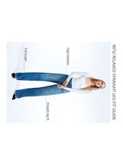 River Island Blue Curve Straight Fit 100% Cotton High Rise Relaxed Jeans - Image 6 of 6