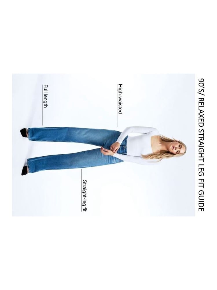 River Island Blue Curve Straight Fit 100% Cotton High Rise Relaxed Jeans - Image 6 of 6
