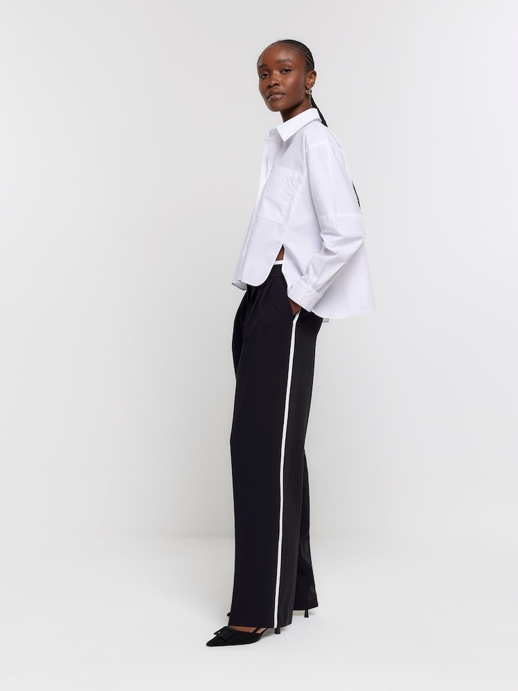 River Island Black Side Stripe Tailored Trousers - Image 1 of 5 River Island Black Side Stripe Tailored Trousers - Image 1 of 5