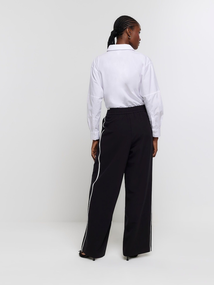 River Island Black Side Stripe Tailored Trousers - Image 2 of 5