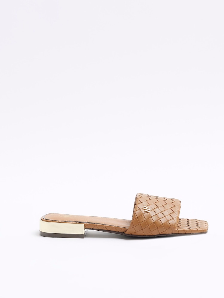 River Island Brown Woven Mule Flat Sandals - Image 2 of 5