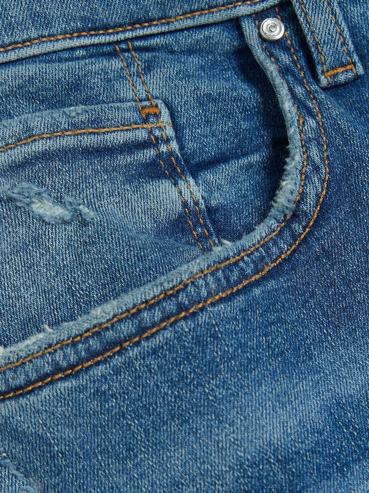 River Island Dark Blue Petite High Rise Tummy Hold Flare Jeans - Image 6 of 6