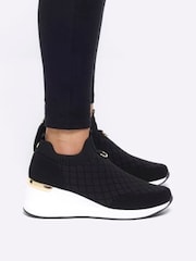 River Island Black Elastic Wedge Runner Trainers - Image 1 of 5