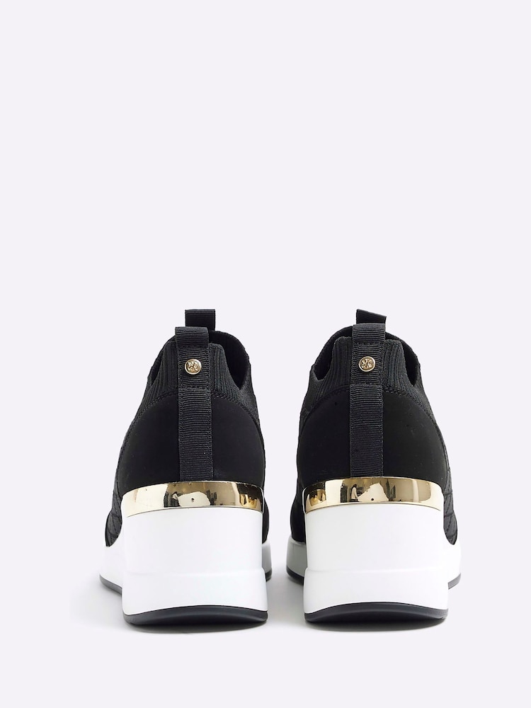 River Island Black Elastic Wedge Runner Trainers - Image 5 of 5