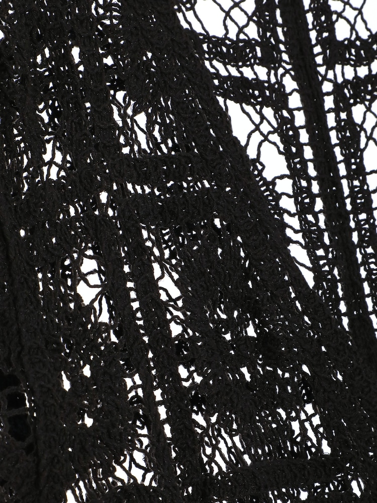 Quiz Black Crochet Maxi Cardigan - Image 4 of 4 Quiz Black Crochet Maxi Cardigan - Image 4 of 4
