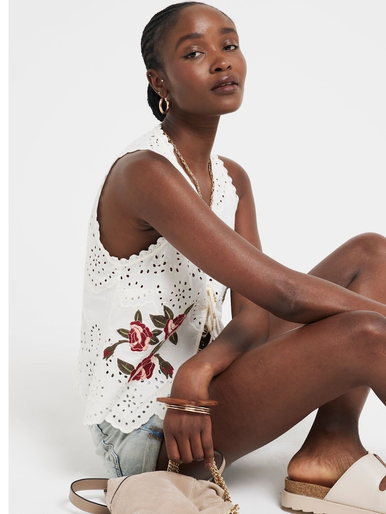 River Island Cream Tie Lace Corset Waistcoat Top - Image 2 of 6 River Island Cream Tie Lace Corset Waistcoat Top - Image 2 of 6