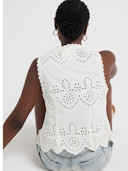 River Island Cream Tie Lace Corset Waistcoat Top - Image 3 of 6