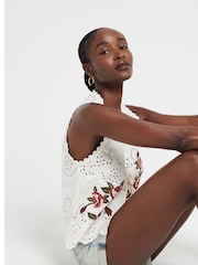 River Island Cream Tie Lace Corset Waistcoat Top - Image 4 of 6