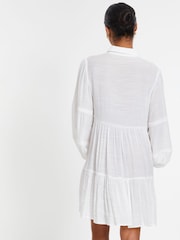 Quiz White Crochet Insert Shirt Dress - Image 2 of 4