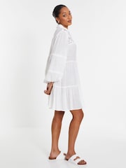Quiz White Crochet Insert Shirt Dress - Image 3 of 4