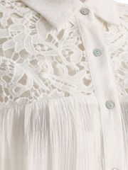 Quiz White Crochet Insert Shirt Dress - Image 4 of 4