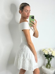 Style Cheat White Cindy Broderie Mini Skirt - Image 2 of 4