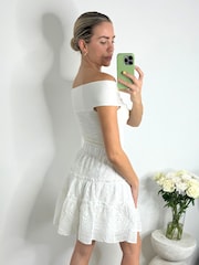 Style Cheat White Cindy Broderie Mini Skirt - Image 3 of 4