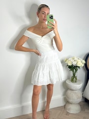 Style Cheat White Cindy Broderie Mini Skirt - Image 4 of 4