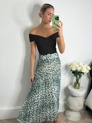 Style Cheat Leopard Print Demi Belted Pleated Midi Skirt - Image 1 of 4