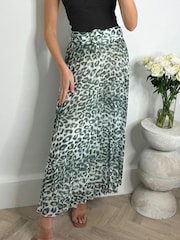 Style Cheat Leopard Print Demi Belted Pleated Midi Skirt - Image 3 of 4