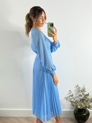 Style Cheat Blue Dannica Pleated Balloon Sleeve Maxi Dress - Image 3 of 4