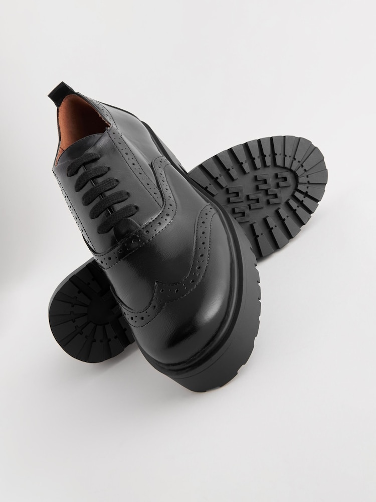 Black Standard/Wide Fit Forever Comfort® Chunky Brogue Lace-Up Shoes - Image 3 of 5