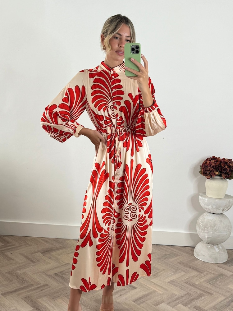 Style Cheat Cream Evelyn Puff Sleeve Shirt Maxi Dress - Image 2 of 4