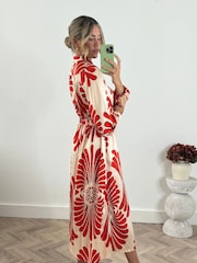 Style Cheat Cream Evelyn Puff Sleeve Shirt Maxi Dress - Image 3 of 4