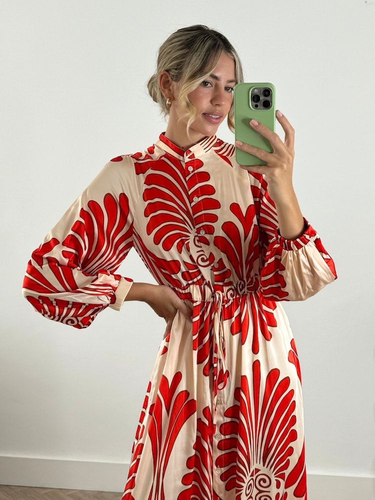 Style Cheat Cream Evelyn Puff Sleeve Shirt Maxi Dress - Image 4 of 4