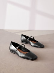 Black Signature Leather Square Toe Mary Jane Shoes - Image 1 of 6