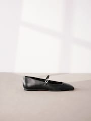 Black Signature Leather Square Toe Mary Jane Shoes - Image 2 of 6