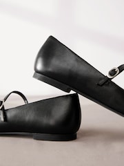 Black Signature Leather Square Toe Mary Jane Shoes - Image 5 of 6