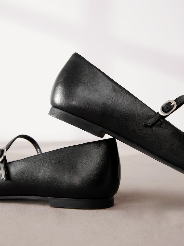 Black Signature Leather Square Toe Mary Jane Shoes - Image 5 of 6