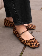 Leopard Signature Leather Square Toe Mary Jane Shoes - Image 1 of 11