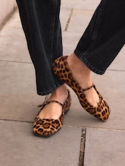 Leopard Signature Leather Square Toe Mary Jane Shoes - Image 4 of 11