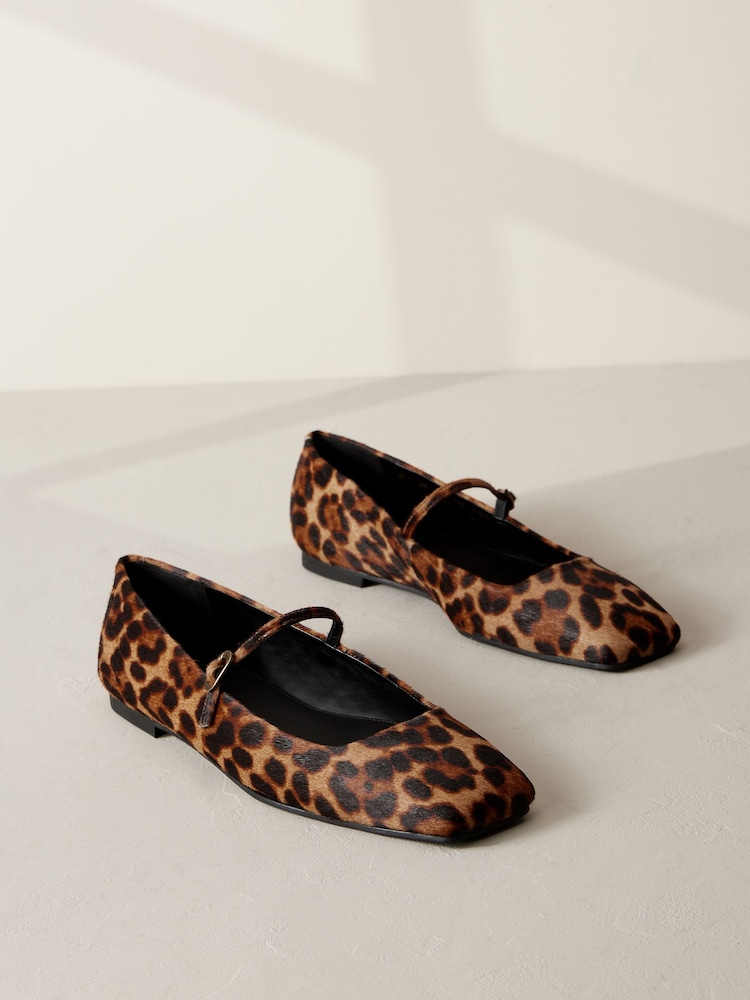 Leopard - Signature Square Toe Mary Jane Sko i skinn - Image 6 of 11