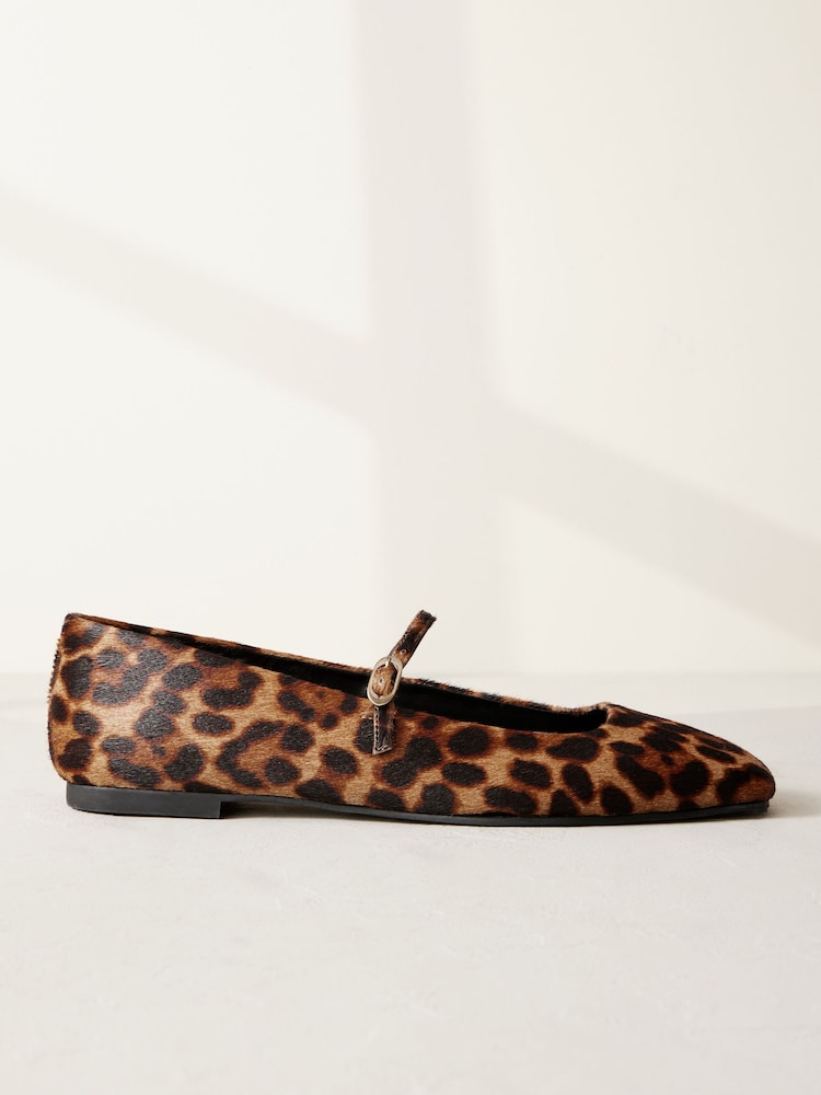 Leopard - Signature Square Toe Mary Jane Sko i skinn - Image 7 of 11