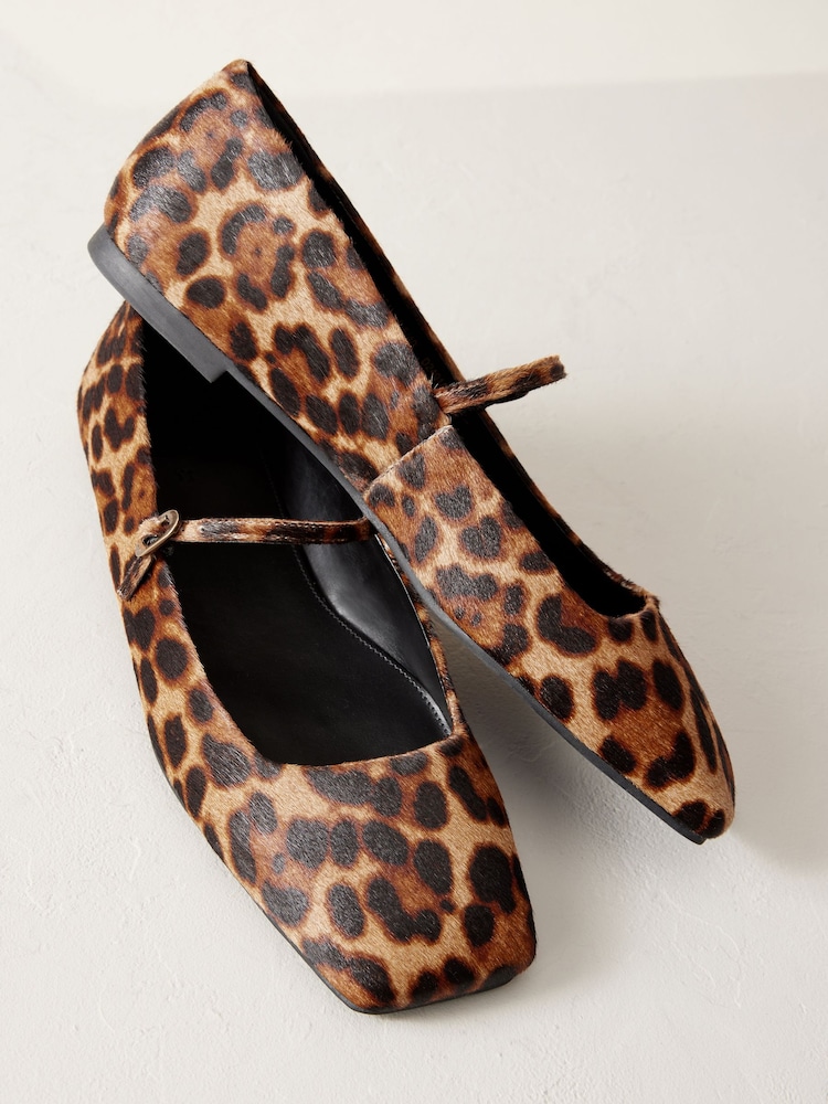 Leopard - Signature Square Toe Mary Jane Sko i skinn - Image 8 of 11