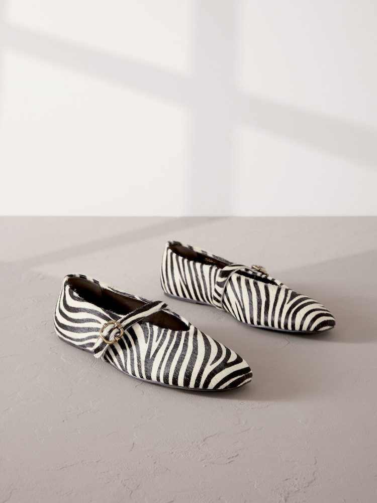 Zebra Standard/Wide Fit Signature Leather Mary Jane Shoes - Image 4 of 9