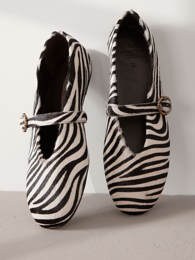 Zebra Standard/Wide Fit Signature Leather Mary Jane Shoes - Image 6 of 9