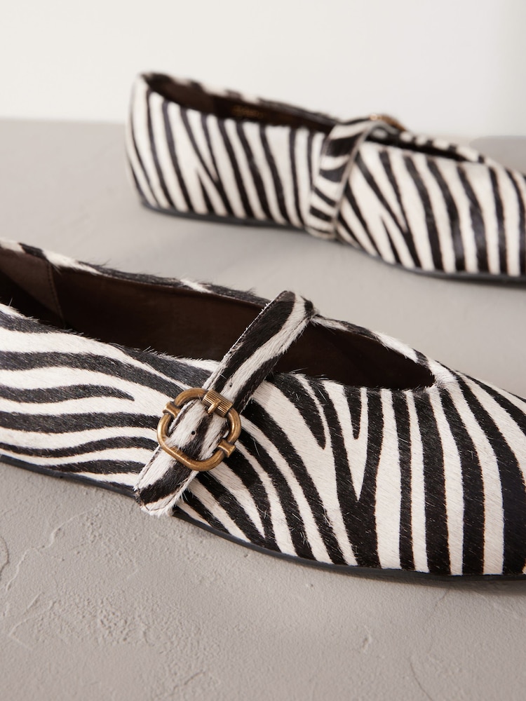 Zebra Standard/Wide Fit Signature Leather Mary Jane Shoes - Image 8 of 9