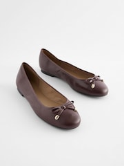 Burgundy Red Forever Comfort® Round Toe Leather Ballerina Shoes - Image 4 of 8