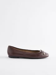 Burgundy Red Forever Comfort® Round Toe Leather Ballerina Shoes - Image 5 of 8