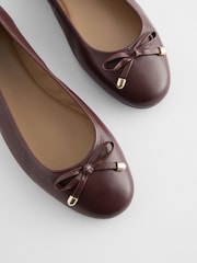 Burgundy Red Forever Comfort® Round Toe Leather Ballerina Shoes - Image 6 of 8