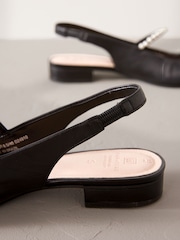Black Signature Leather Square Toe Sling Back Mary Janes Shoes - Image 5 of 6