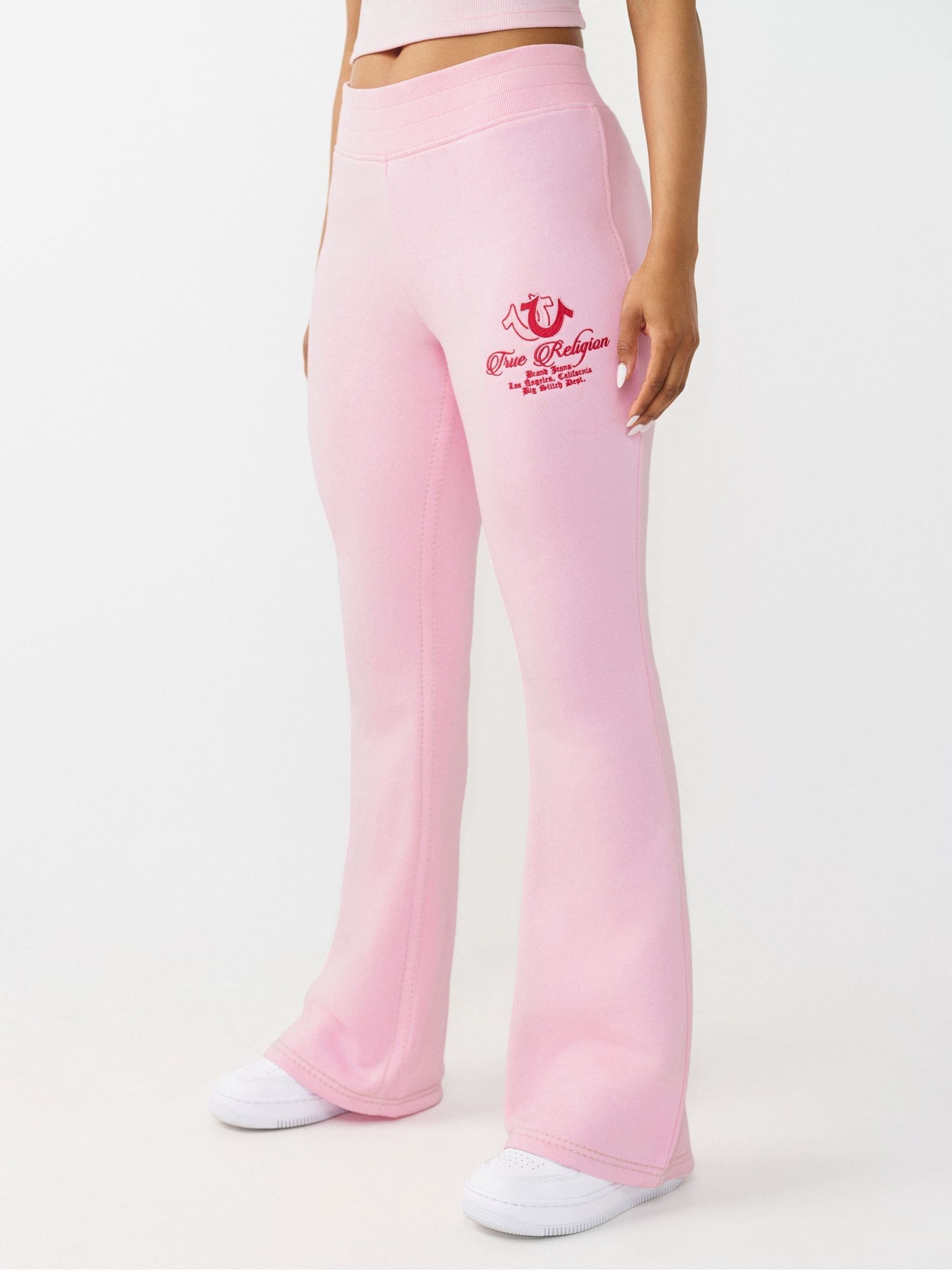 Buy True Religion Pink Embroidered Mid Rise Big T Bootcut Joggers