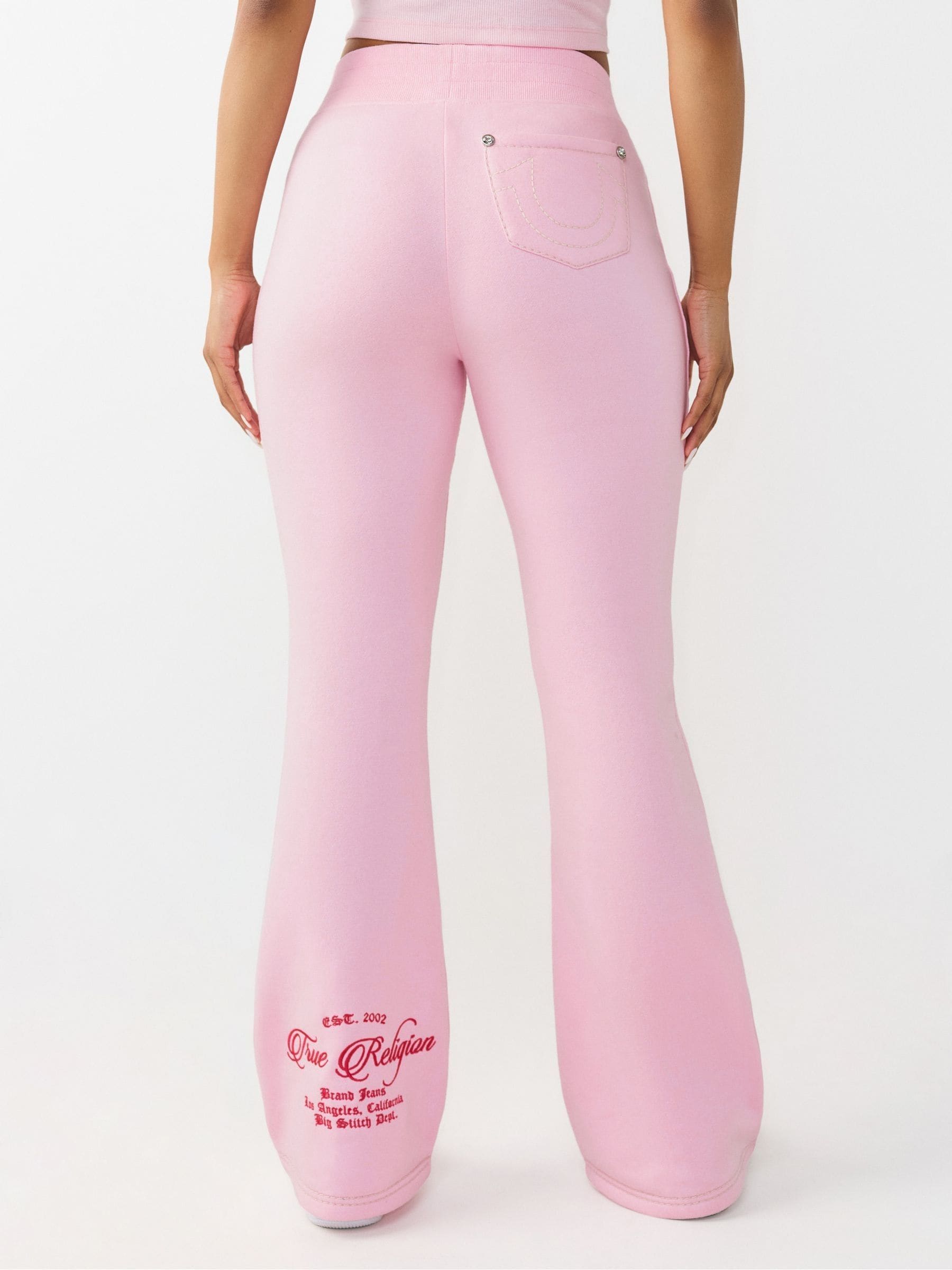 Buy True Religion Pink Embroidered Mid Rise Big T Bootcut Joggers