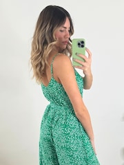 Style Cheat Green Heather Wide Leg Waist Tie Jumpsuit - Image 4 of 4