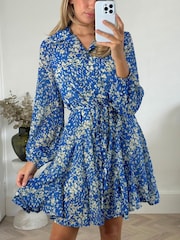 Style Cheat Blue 100% Cotton Myla Mini Rope Tie Shirt Dress - Image 4 of 4