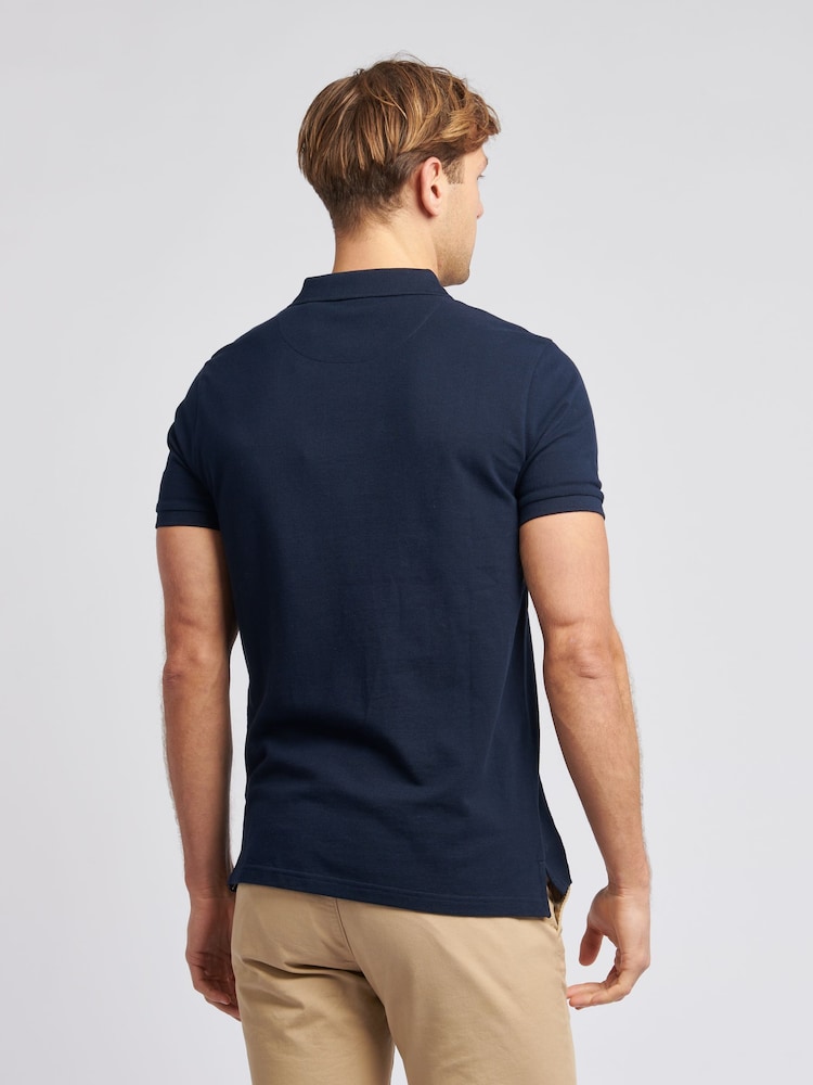U.S. Polo Assn. Blue Mens Regular Fit Chuck Pique 100% Cotton Polo Shirt - Image 2 of 5