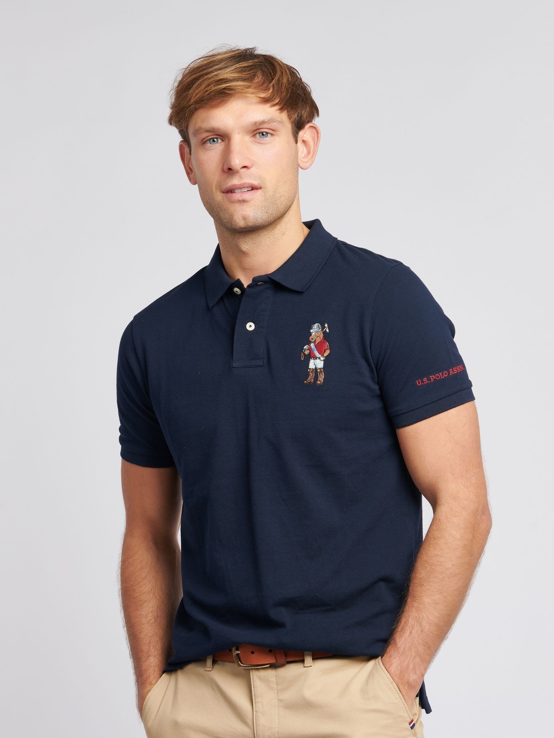 Buy U.S. Polo Assn. Blue Mens Regular Fit Chuck Pique 100