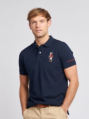 U.S. Polo Assn. Blue Mens Regular Fit Chuck Pique 100% Cotton Polo Shirt - Image 3 of 5